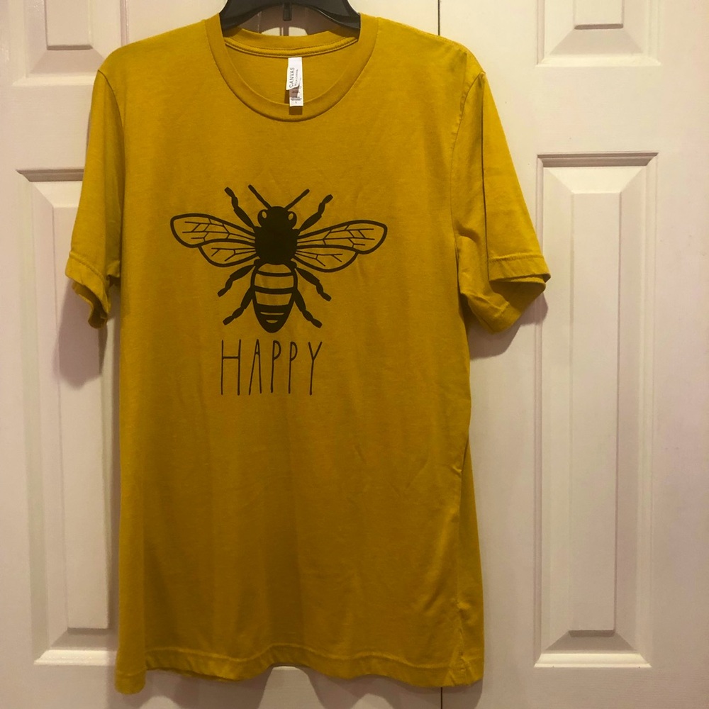Bee Happy Tee Shirt Bella Canvas Tee Size L Unisex